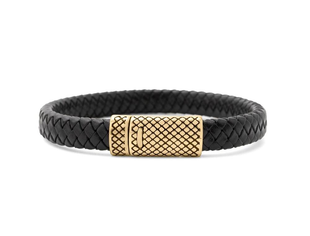 Mens 12mm Stainless Steel Braided Leather Bracelet 8.5"